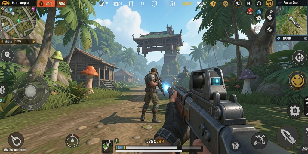 Screenshot C789 menunjukkan aksi intens dalam pertempuran TPS.