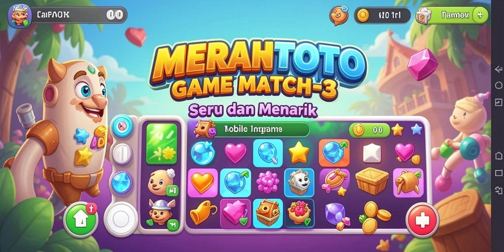 Tampilan gameplay seru dari MERAHTOTO dalam kategori Match-3.