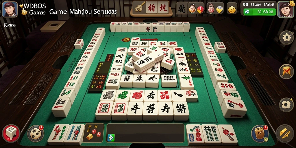 Screenshot utama WDBOS menampilkan gameplay Mahjong yang menarik dan menantang.